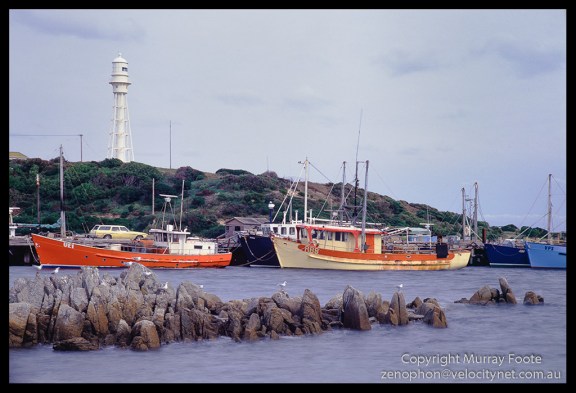 Currie Harbour.  1:30pm 30 July 1987 Arca-Swiss monorail 5x4"  90mm Linhof Schneider Angulon f32 1 second+ polariser Fujichrome 50