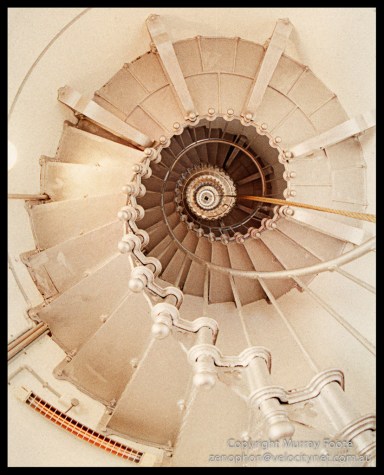 Point Hicks Stairwell from below 25 April 1987 Nikon FE 35mm 16mm Fisheye Fujichrome 50