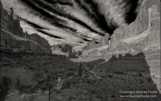 Arches National Park, Black and White, Infrared, Landscape, Park Avenue, Photography, Southwest Canyonlands, Travel, USA, Utah