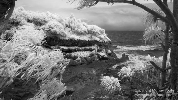 Black and White, Hawaii, Hui Aloha Church, Infrared, Kahanu Gardens, Kipahulu, Landscape, Maui, Monochrome, Photography, Pi'inihale Heiau, seascape, Travel, Waianapanapa Black Sand Beach