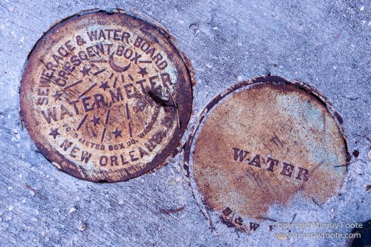 Architecture, Cadillac Hearse, Drain covers, Faubourg Marigny, Marigny, New Orleans, Photography, Street photography, Travel, USA
