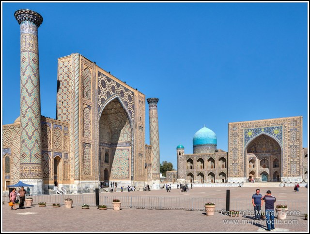 Architecture, Ceramics, History, Landscape, Photography, Registan, Samarkand, Shir Dor Madrassah, Street photography, Tillya-Kari Madrassah, Travel, Ulugh Beg Madrassah, Uzbekistan