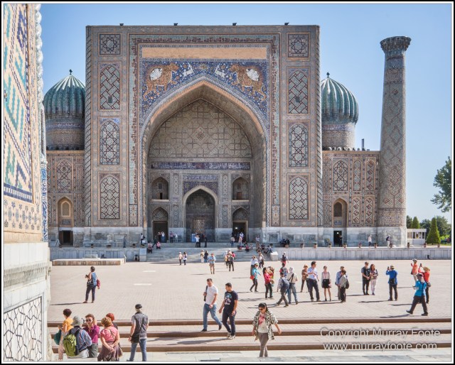 Architecture, Ceramics, History, Landscape, Photography, Registan, Samarkand, Shir Dor Madrassah, Street photography, Tillya-Kari Madrassah, Travel, Ulugh Beg Madrassah, Uzbekistan