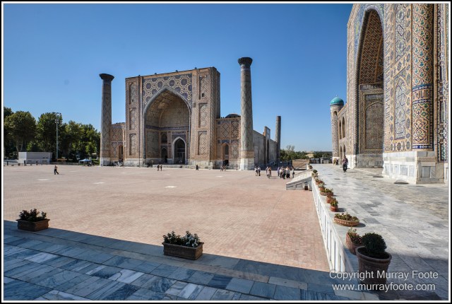 Architecture, Ceramics, History, Landscape, Photography, Registan, Samarkand, Shir Dor Madrassah, Street photography, Tillya-Kari Madrassah, Travel, Ulugh Beg Madrassah, Uzbekistan