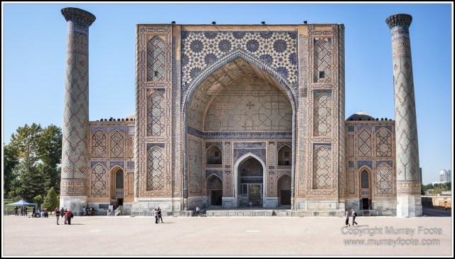 Architecture, Ceramics, History, Landscape, Photography, Registan, Samarkand, Shir Dor Madrassah, Street photography, Tillya-Kari Madrassah, Travel, Ulugh Beg Madrassah, Uzbekistan