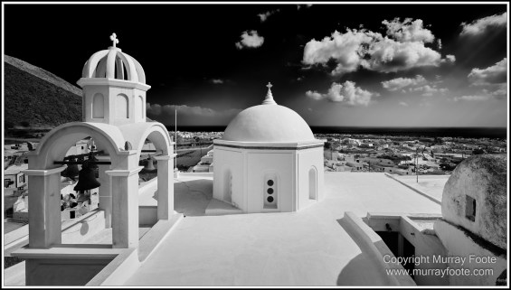 Architecture, Belltowers, Black and White, Emporio, Greece, Landscape, Monochrome, Oia, Photography, Santorini, Street photography, Thira, Travel